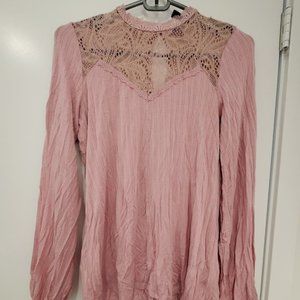Jessica Simpson Open Sleeve Lace Neck Blouse